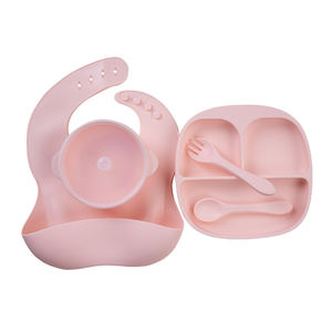 Vajilla irrompible libre de Bpa para niños pequeños, utensilios de silicona, baberos, plato dividido, tazón de succión, cuchara de alimentación, juego de comer de silicona para bebés - Product Image 2