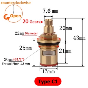 Cartucho de Repuesto de Latón Tipo C1 G1/2" para Grifo de Baño y Cocina, Válvula de Cartucho de Disco Cerámico - Product Image 2