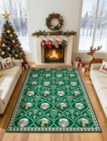 Tapis de Noël moderne à rayures rouges et vertes, tapis de salon, fabriqué à la machine, imprimé en 3D, pliable, lavable, tapis décoratif d'intérieur