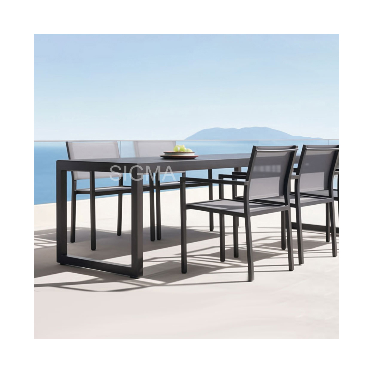 Low Price Wholesale High Quality Metal Frame Patio Set Dining Table Diner Rectangle Furniture Garden 4 6 8 10 Chair