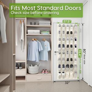 Over The Door <b>Shoe</b> Organizer 40 Pockets Breathable Mesh Hanging Rack For <b>Shoes</b> Storage Behind Doors On Walls Beige - Product Image 4