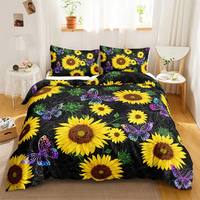 Vente en gros fleur housse de couette literie set personnalisé tournesol housse de couette taie d'oreiller set