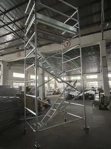 Nuevo modelo Tubu Torre móvil flexible <span class=keywords><strong>Andamio</strong></span> de aluminio de estilo <span class=keywords><strong>europeo</strong></span> <span class=keywords><strong>con</strong></span> conveniente rueda Layher para almacén Taller Hotel - Product Image 4