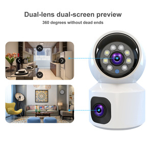 Caméra de surveillance double vue 2MP Wi-Fi intérieure, panoramique/inclinaison, vision nocturne, détection de mouvement, audio bidirectionnel, stockage cloud, sécurité domestique - Product Image 3