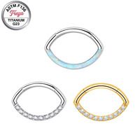 Anneaux de piercing pour le nez en forme d'œil de diamant Freya pour femmes, boucles d'oreilles en zircon opale, anneaux de nez Rook Daith tendance en titane G23