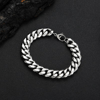 Bracelet chaîne cubaine dense de 12 mm en acier inoxydable avec fermoir mousqueton, bijoux de mode hip-hop pour hommes
