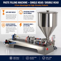 Machine pneumatique semi-automatique pour pâtes, crèmes, miels et gels, avec buse anti-goutte en SUS304, réglable de 5 à 3000 ml, haute précision, simple ou double.