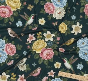 Tela de tapicería moderna con estampado floral y de aves por yarda, textil artístico botánico de vida silvestre para sofá, sillón y cojines. - Product Image 3
