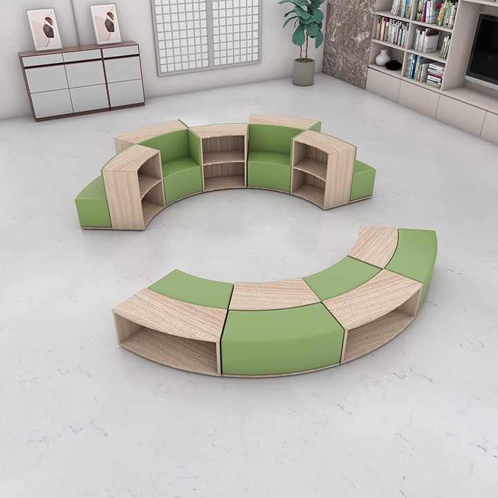 Sagely Curved Sofa Seat Bookcase Creative Modern Wooden Bookshelf for ...