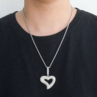 Collier pendentif cœur asymétrique Hip Hop avec chaîne CZ taille baguette scintillante – Vente en gros