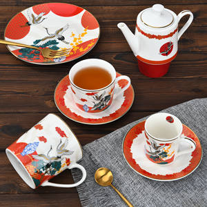 Роскошный Золотой декор фарфоровый набор для кофе и чая керамический чайник и Набор чашек - Product Image 2