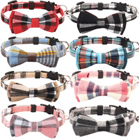 Collier pour chat à motif écossais, lot de 8, avec nœud papillon central, boucle de sécurité détachable, clochette, réglable, ensemble cadeau pour chaton