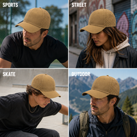 Casquette de baseball perforée découpée au laser respirante à six panneaux avec visière incurvée réglable 56-62cm Logo personnalisé Vente en gros OEM Faible MOQ
