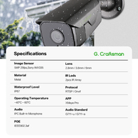 Cámara de seguridad para exteriores Sony POE IP con micrófono incorporado, sistema de videovigilancia CCTV, bajo Lux, XMEYE G5S, GCraftsman, a la venta