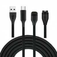 Chargeur USB en nylon pour montres Garmin Instinct/Venu 2/Vivoactive 3/Fenix7/Fenix5/Forerunner 55/Quatix 6/Vivomove 3, câble de charge