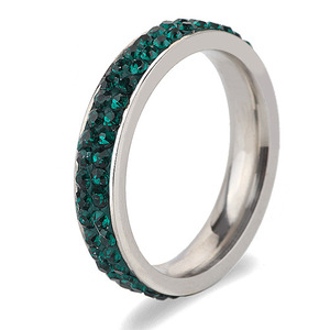 Titanium Steel <b>Ring</b> 4Mm Double Row Pave <b>Set</b> Purple Crystal Jewelry Gift For <b>Women</b> - Product Image 3