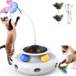 Juguete interactivo inteligente para gatos 3 en 1, juguetes interactivos automáticos para gatitos, juguetes de plumas de mariposa que revolotean activados por movimiento recargables - Product Image 1