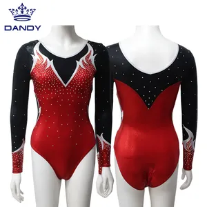 Dany – uniformes de compétition de danse personnalisés avec strass pour filles, portant des justaucorps de gymnastique