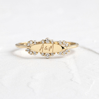 Bague Chevalière Gravable en Argent Sterling 925 Pavée de Zircons Cubiques, Cadeau Souvenir Gemnel