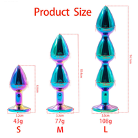 Lot de Plugs Anaux Colorés en Alliage d'Aluminium avec Perles et Bijoux, Mini Masseur de Prostate, Godemiché en Métal