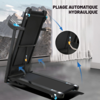 Caminadora Eléctrica Plegable y Móvil para Gimnasio Interior, con 3 Niveles de Inclinación, Peso Máximo del Usuario 120 kg, Suministro de Fábrica