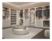 Meuble de dressing en forme de U, style néoclassique, en bois blanc élégant et personnalisé, pour bijoux