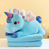 En gros, Ensemble de voyage et de sieste 2-en-1 : Coussin-plaid et Peluche mignonne en forme de tasse de thé au lait, Panda, Cochon, Lapin en peluche douce