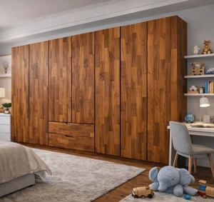 SINTERIOR FREESTANDING 2 DOOR SOLID ACACIA WOOD MODULAR STORAGE CABINET <b>WOODEN</b> WARDROBE CLOSET STORAGE DRAWERS BEDROOM <b>CHEST</b> - Product Image 2