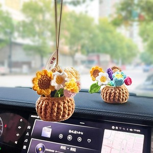 Custom New handmade versatile car ornaments <b>small</b> hanging <b>baskets</b> mini flower bouquets potted plants holiday gift for the office - Product Image 3