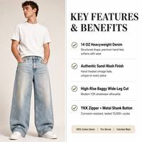 Jeans Baggy Heritage Personnalisés 420GSM OEM ODM Marque Privée Faible MOQ Échantillon Rapide Remboursable Entièrement Personnalisable Streetwear pour Marques