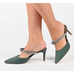 New Women's Elegant Fashion Heeled Sandals Pointed <b>Toe</b> <b>Closed</b> <b>Toe</b> Slingback With Rhinestone Thin <b>Heel</b> for Party Wedding Office - Product Image 1