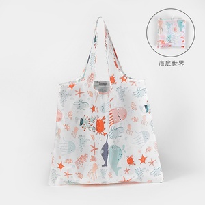 Bolsas de Mano Plegables Personalizadas al por Mayor, Bolsas de Compras de Poliéster RPET Impresas con Patrón de Letras, Color Personalizado - Product Image 5