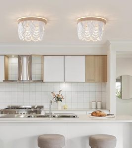 Dining <strong>Nursery</strong> Room Bedroom Hallway Entryway Passway Wood Beaded Flush Mount Ceiling <strong>Light</strong> Rustic Chandelier Boho <strong>Light</strong> <strong>Fixture</strong> - Product Image 4