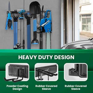 Organizador de herramientas de garaje de metal de 64 pulgadas, soporte de estante de herramientas de alta resistencia para montaje en pared, ganchos ajustables para equipo de jardín de patio de garaje - Product Image 6