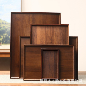 Walnut Wood Rectangular <b>Tea</b> <b>Tray</b> Set For Hotel Restaurant Serving With Handle Dry <b>Tea</b> <b>Tray</b> Household Use - Product Image 4