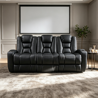Sofá Reclinable Eléctrico de Cuero Multifuncional para Cine en Casa con Mesa Auxiliar y Almacenamiento Extensible