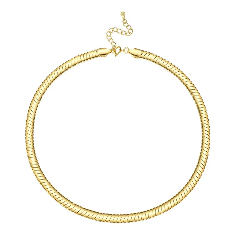 High Quality 18K Gold Plated Environmental Brass Jewelry Double Layered Snake Chain Punk Necklace P203150