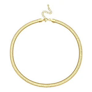 高品质18k镀金环保黄铜饰品双层蛇链朋克项链P203150