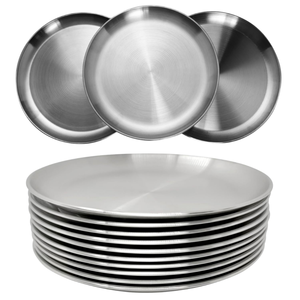 Plat de service classique en acier inoxydable résistant à la chaleur, écologique, pour les fêtes, la restauration, le barbecue, équipement de cuisine professionnel, plaque de cuisson - Product Image 1