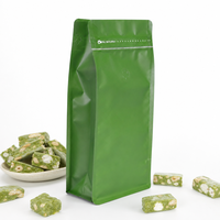 Sachets de café personnalisés à fond plat avec valve et fermeture éclair refermable, haute barrière, pour noix, bonbons, nougat et snacks