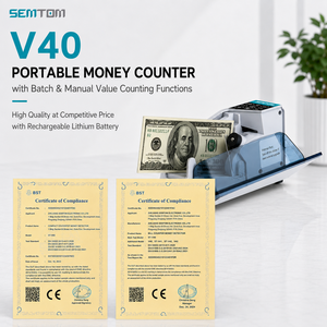 เครื่องนับเงินพกพา V40 Mini พร้อมระบบตรวจจับ UV/WM, แบตเตอรี่ลิเธียมแบบชาร์จได้ และเครื่องนับธนบัตรแบบพกพาที่ใช้ไฟ AC - Product Image 4