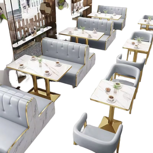 Snack <b>bar</b> with Double Person Booths and Sofa-style Seating Serving Hamburgers Desserts and Milk Teas <b>Table</b> and Chair Set - Product Image 5