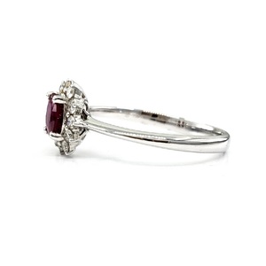 Offre exceptionnelle : Bague en or blanc 18 carats avec diamant naturel et pierre de couleur ovale rubis, modèle Simply Flower Diana, pour femme, cadeau - Product Image 2