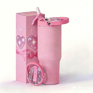 Gobelet personnalisé pour <span class=keywords><strong>la</strong></span> Saint-Valentin, nouveau design, en acier inoxydable avec poignée, pour elle et lui - Product Image 1