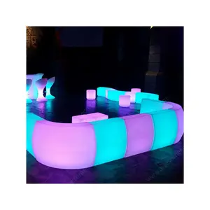 ייחודי נייד זוהר חתך ספת סלון רהיטים אמריקאי מסיבת יום הולדת U צורת חתך led תאורה ספה