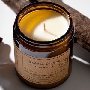 Venta al por mayor de lujo marrón vidrio perfumado cera de soja velas tarros con tapa decoración del hogar fragancia para vacaciones Diwali <span class=keywords><strong>bares</strong></span> Día del Padre - Product Image 2
