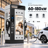 Borne de Recharge Rapide DC pour Véhicules Électriques avec Écran Publicitaire, Chargeurs Doubles CCS2 CCS1 GB/T CE CB OCPP 60 80 120 160 180kW, Chargeur Commercial