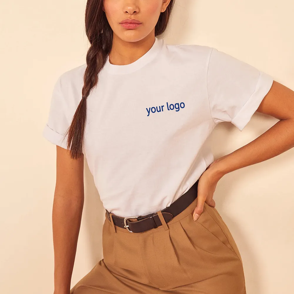 Лидер продаж, модная женская футболка из 100% хлопка с круглым вырезом и логотипом под заказ