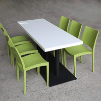 Offre spéciale Ensemble table à manger en pierre de marbre blanche à surface solide en Corian pour 4 personnes