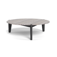 Table basse d'extérieur de luxe en aluminium au design français classique avec plateau en pierre pour salon de jardin